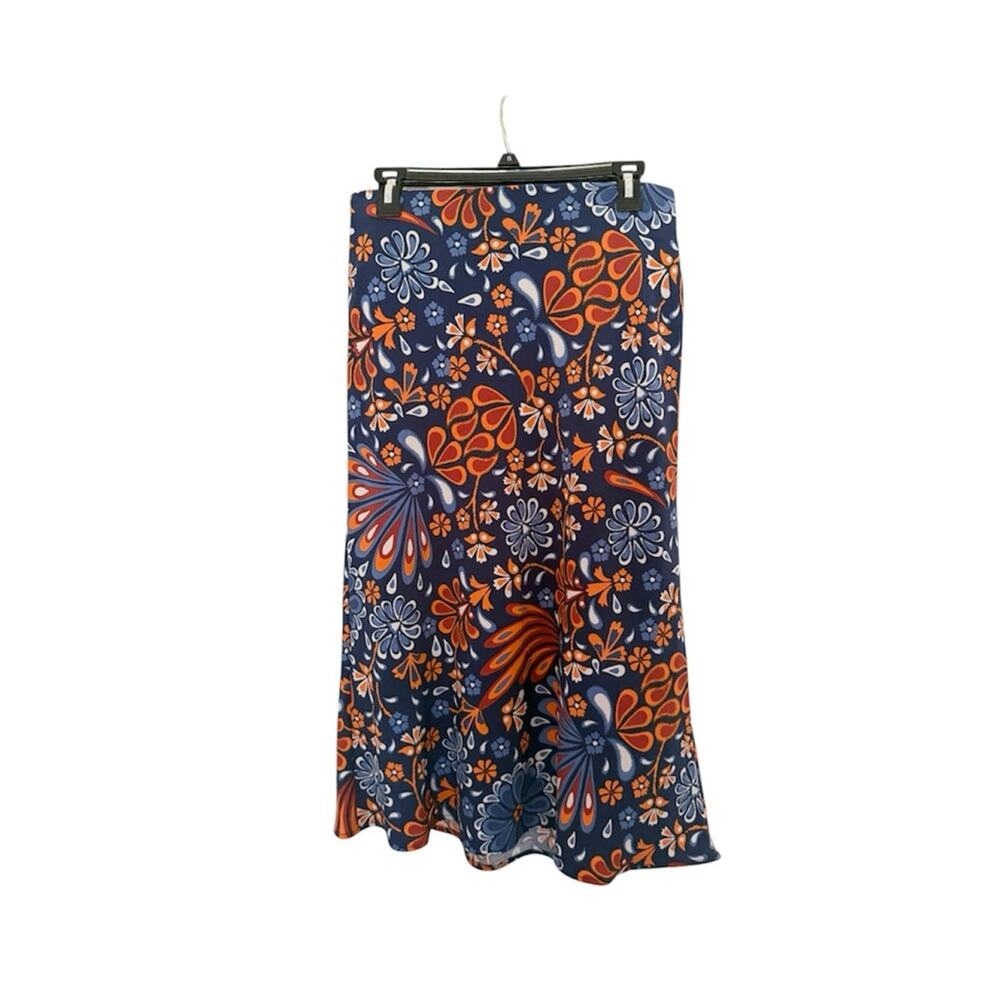 NWT Sigrid Olsen Flowers Floral Midi Skirt Orange Purple Funky Size Small